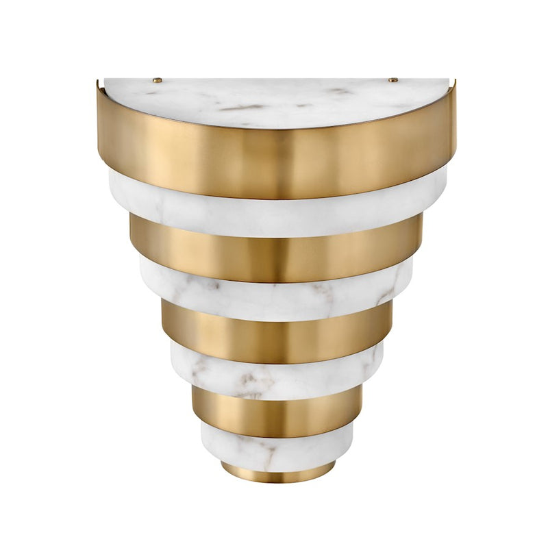 Hinkley Echelon 14in 1-Light LED Wall Sconce | Transitional Heritage Brass Steel and Faux Alabaster Glass | Hallway & Bedroom Accent | 6 x | Model 30180HB
