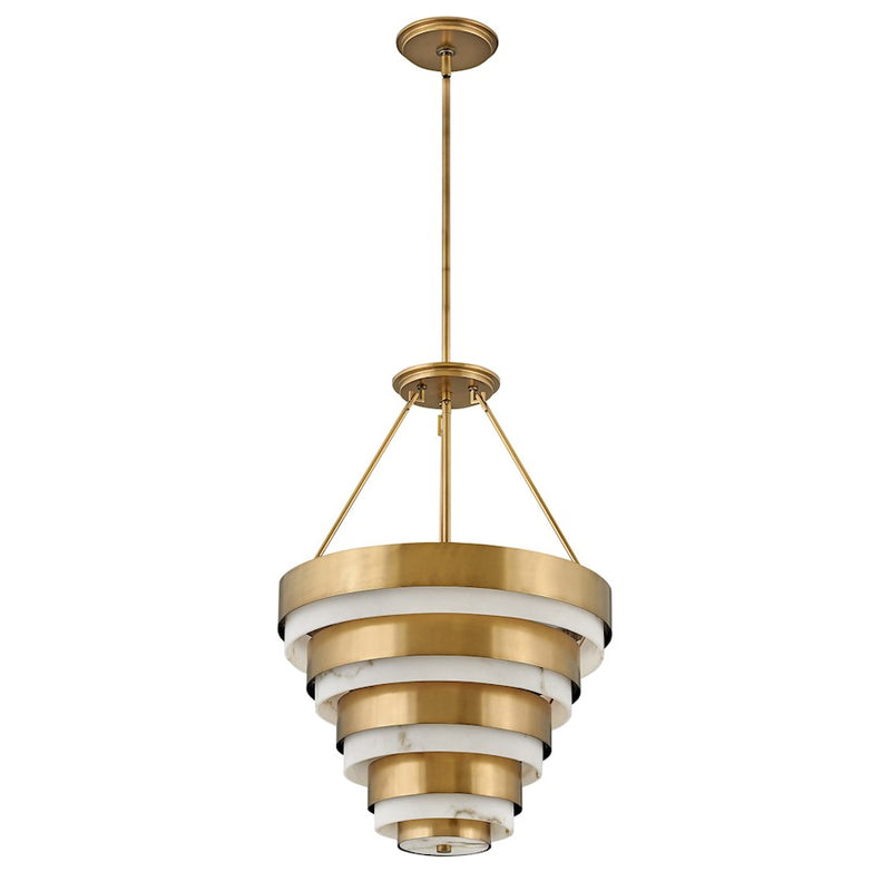Hinkley Echelon 18in 8-Light Chandelier | Transitional Heritage Brass Steel and Faux Alabaster Glass | Dining Room & Living Room | 18 x 18 | Model 30184HB