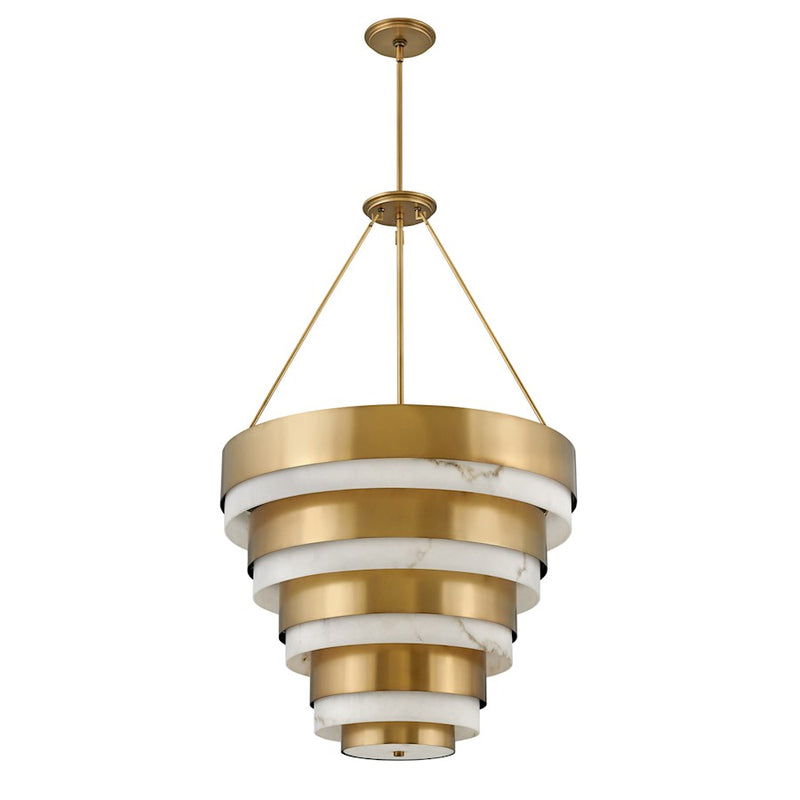 Hinkley Echelon 18in 8-Light Chandelier | Transitional Heritage Brass Steel and Faux Alabaster Glass | Dining Room & Living Room | 18 x 18 | Model 30184HB