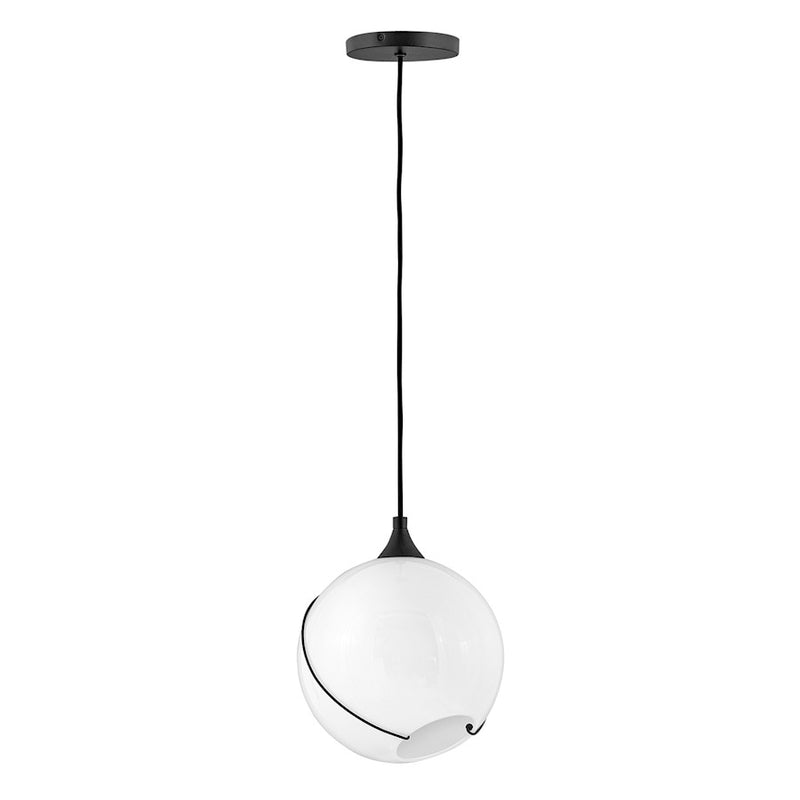 Hinkley Skye 18in 3-Light Pendant | Modern Black Steel and Cased Opal Glass | Kitchen Island & Dining Room | 18 x 18 x 36 in | Model 30304BLK-WH