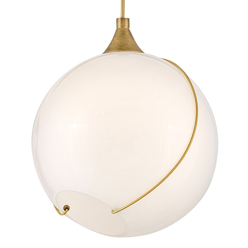 Hinkley Lighting Skye 1 Light Pendant, Heritage Brass/Cased Opal