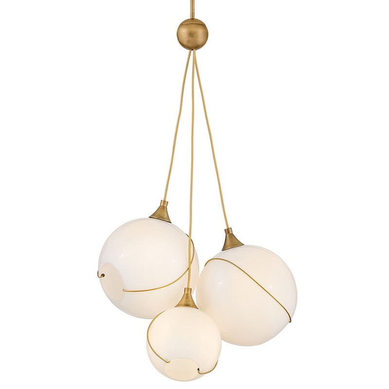 Hinkley Lighting Skye 3 Light Pendant, Heritage Brass/Cased Opal - 30304HBR-CO