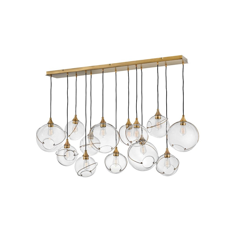 Hinkley Skye 60in 13-Light Chandelier | Modern Heritage Brass and Clear Glass | Living Room & Dining Room | 60 x 60 x 24 in | Model 30305HBR