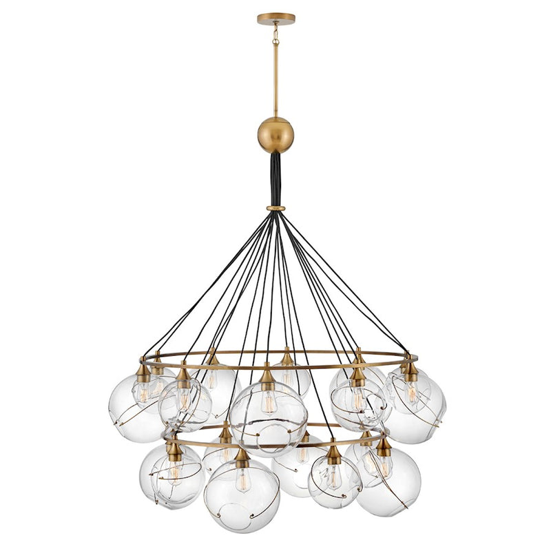 Hinkley Skye 53in 18-Light Chandelier | Modern Heritage Brass and Clear Glass | Living Room & Dining Room | 53 x 53 x 65 in | Model 30308HBR