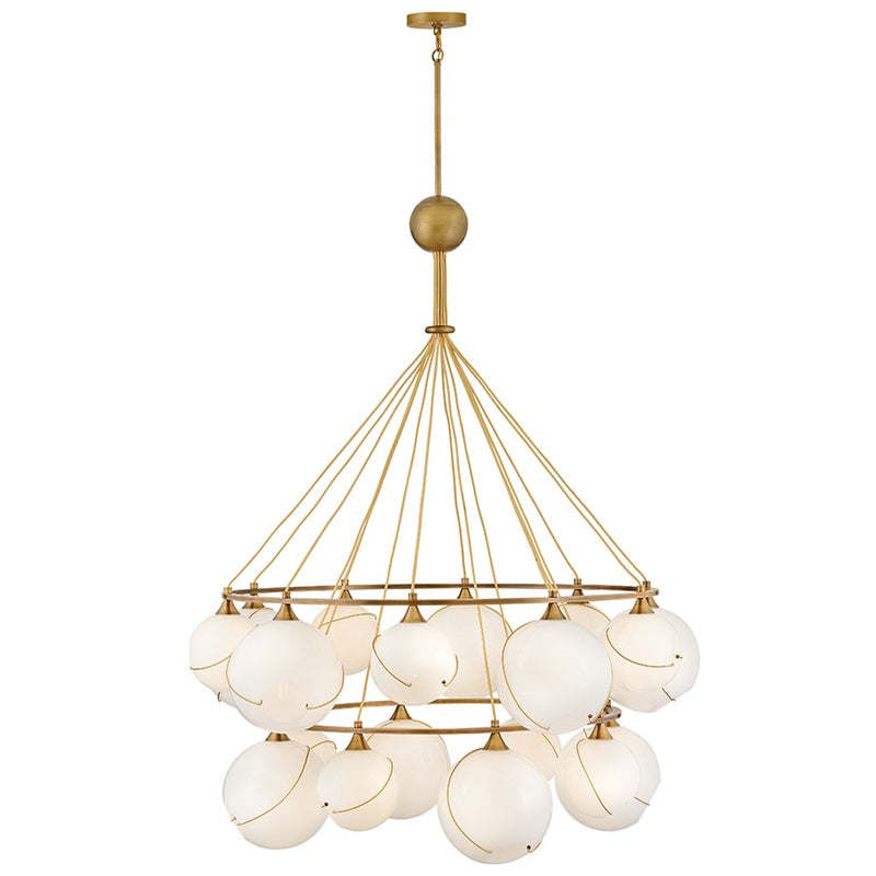 Hinkley Skye 53in 18-Light Chandelier | Bohemian Heritage Brass Steel and Cased Opal Glass | Living Room & Dining Room | 53 x 53 x 65 | Model 30308HBR-CO