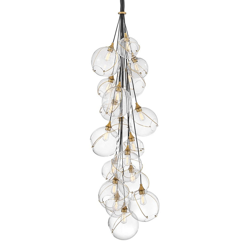 Hinkley Skye 39in 18-Light Chandelier | Bohemian Heritage Brass Steel and Clear Glass | Living Room & Dining Room | 39 x 39 x 125 in | Model 30309HBR