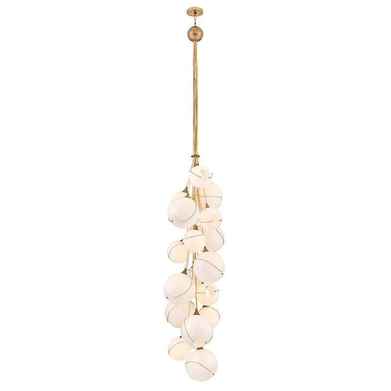 Hinkley Skye 39in 18-Light Chandelier | Bohemian Heritage Brass Steel and Cased Opal Glass | Living Room & Dining Room | 39 x 39 x 125 | Model 30309HBR-CO