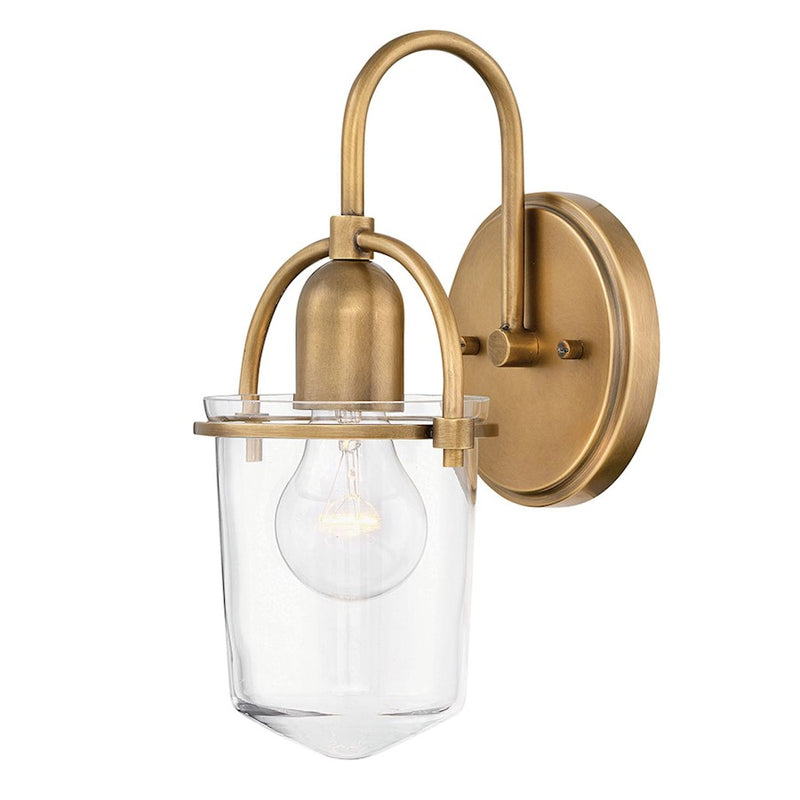 Hinkley Clancy 1-Light Wall Sconce | Traditional Lacquered Brass Steel and Clear Glass | Bedroom & Hallway Accent Light | 6.5 x 6 x 11.25 | Model 3030LCB