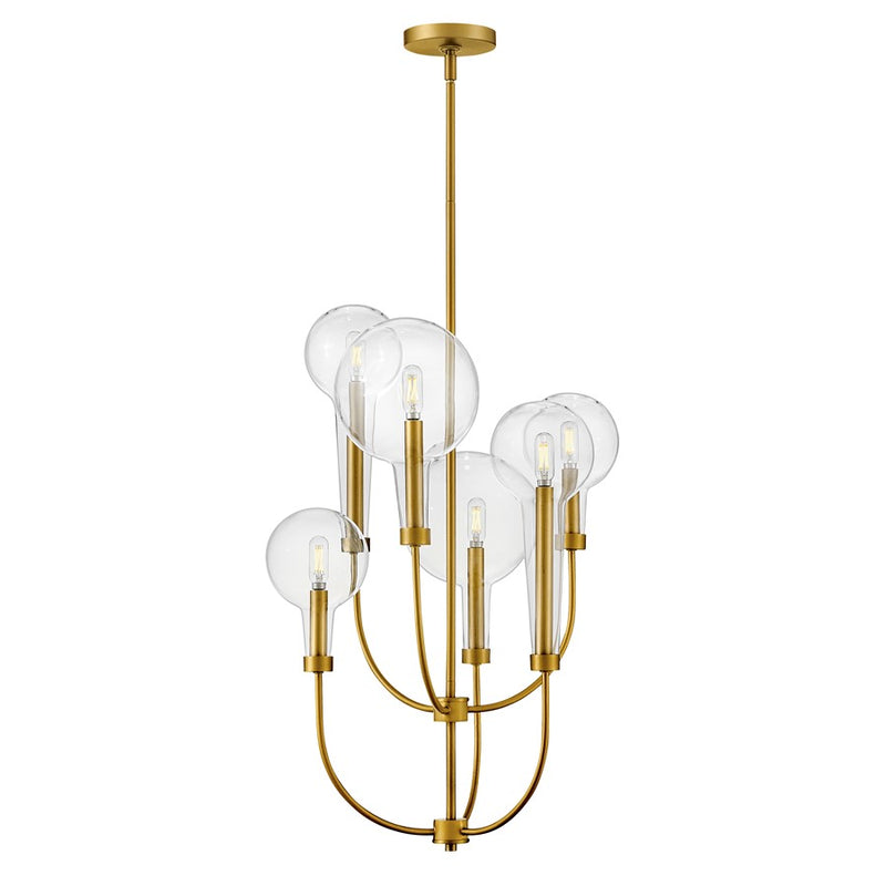 Hinkley Lighting Alchemy 6 Light Pendant, Lacquered Brass/Clear