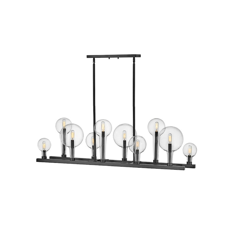 Hinkley Alchemy 24in 8-Light Chandelier | Industrial Black Steel and Clear Glass | Dining Room & Living Room | 24 x 24 x 16 in | Model 30526BK