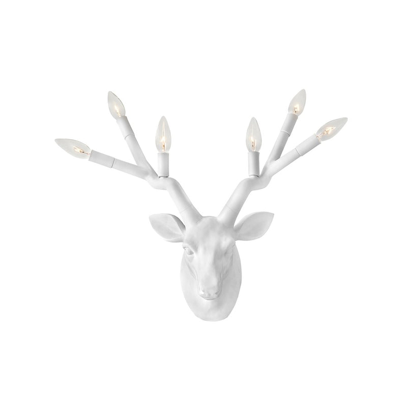 Hinkley Stag 6-Light Wall Sconce | Transitional Rustic Chalk White Resin | Living Room & Bedroom Accent Light | 9.25 x 22.75 x 20 in | Model 30602CI