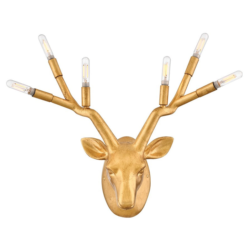 Hinkley Stag 6-Light Bath Sconce | Transitional Distressed Brass Resin | Bedroom & Hallway Accent Light | 7.75 x 17.75 x 16.25 in, 5W LED | Model 30602DA