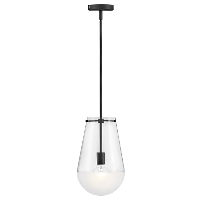 Hinkley Lighting Beck 1 Light Pendant, Black/Clear/Etch-Dipped