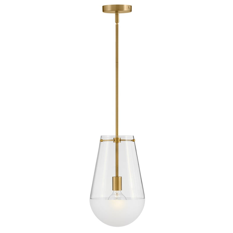 Hinkley Lighting Beck 1Lt Pendant, Lacquered Brass/Clear/Etch-Dipped