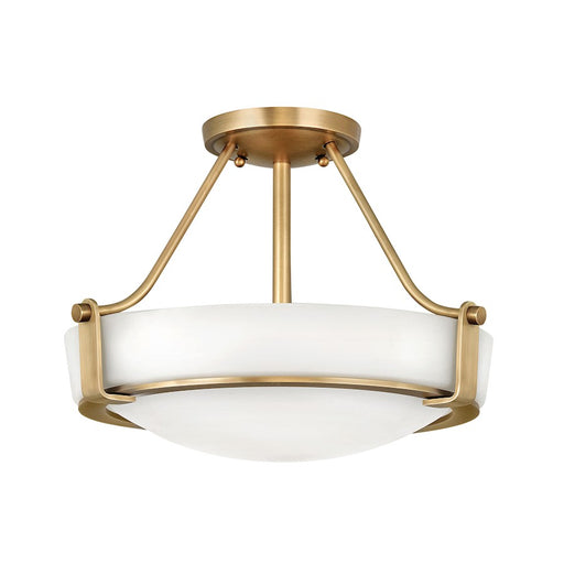 Hinkley Hathaway 16in 1-Light Semi-Flush Mount | Transitional Heritage Brass Steel and Etched Glass | Foyer & Entryway Hall Light | 16 | Model 3220HB-LED