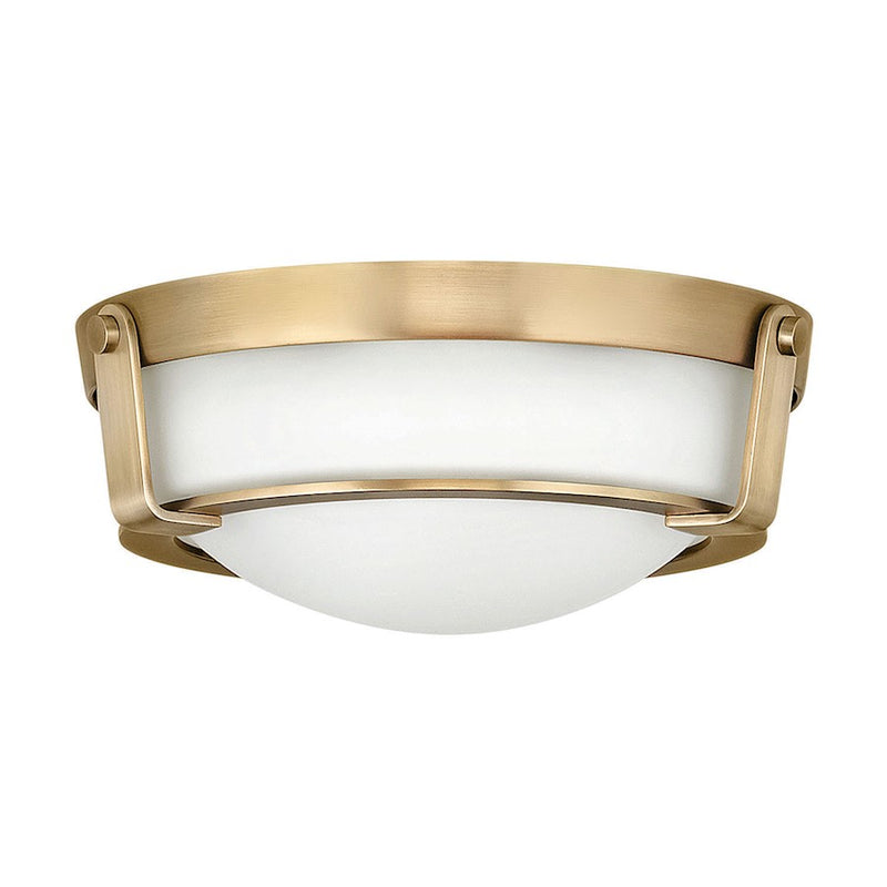 Hinkley Hathaway 13in LED Flush Mount | Transitional Heritage Brass Steel and Etched Glass | Entryway & Hallway Ceiling Light | 950 | Model 3223HB-LED