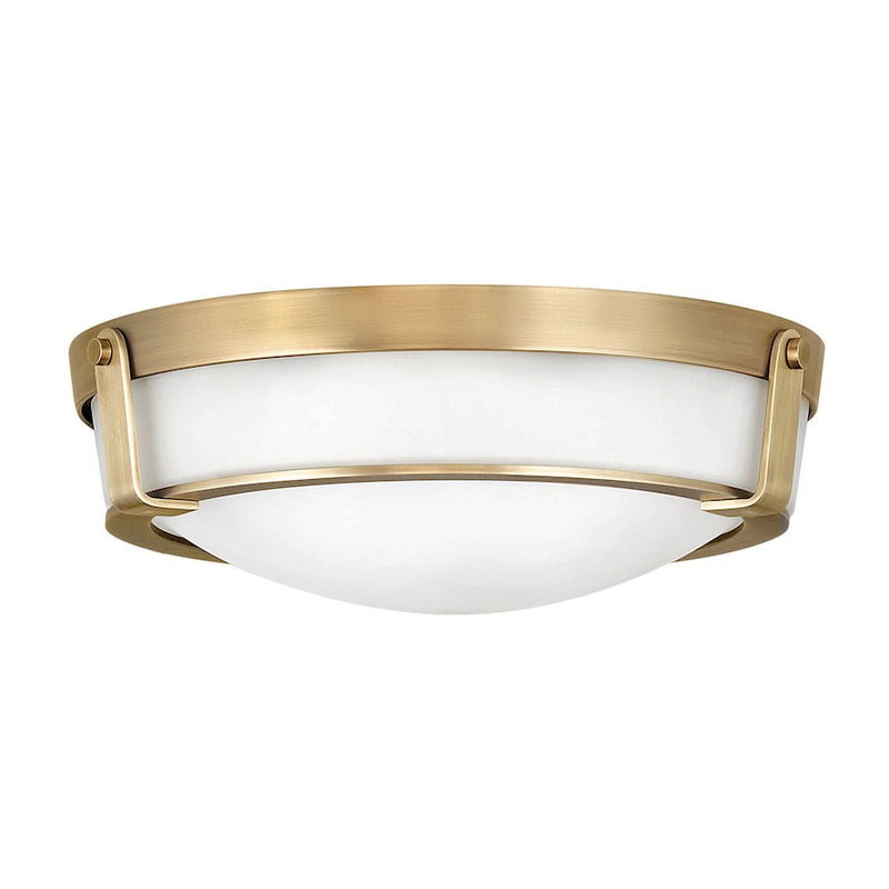 Hinkley Hathaway 16in LED Flush Mount | Transitional Heritage Brass Steel and Etched Glass | Foyer & Hallway Ceiling Light | 16 x 16 x | Model 3225HB-LED