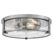 Hinkley Lighting Lowell 3 Light Flush Mount, Antique Nickel/Clear - 3243AN-CL