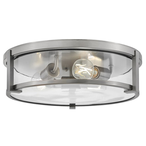 Hinkley Lighting Lowell 3 Light Flush Mount, Antique Nickel/Clear - 3243AN-CL