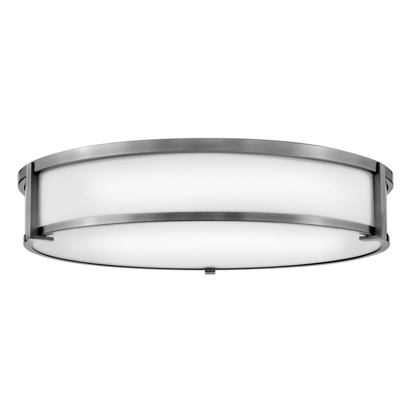 Hinkley Lighting Lowell 4 Light Flush Mount, Antique Nickel/Etched Opal