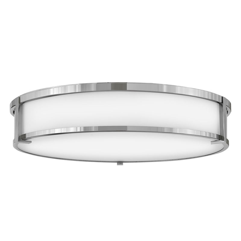 Hinkley Lowell 24in 4-Light Flush Mount | Modern Chrome Steel and Etched Opal Glass | Entryway & Hallway Ceiling Light | 24 x 24 x 4.75 in | Model 3244CM