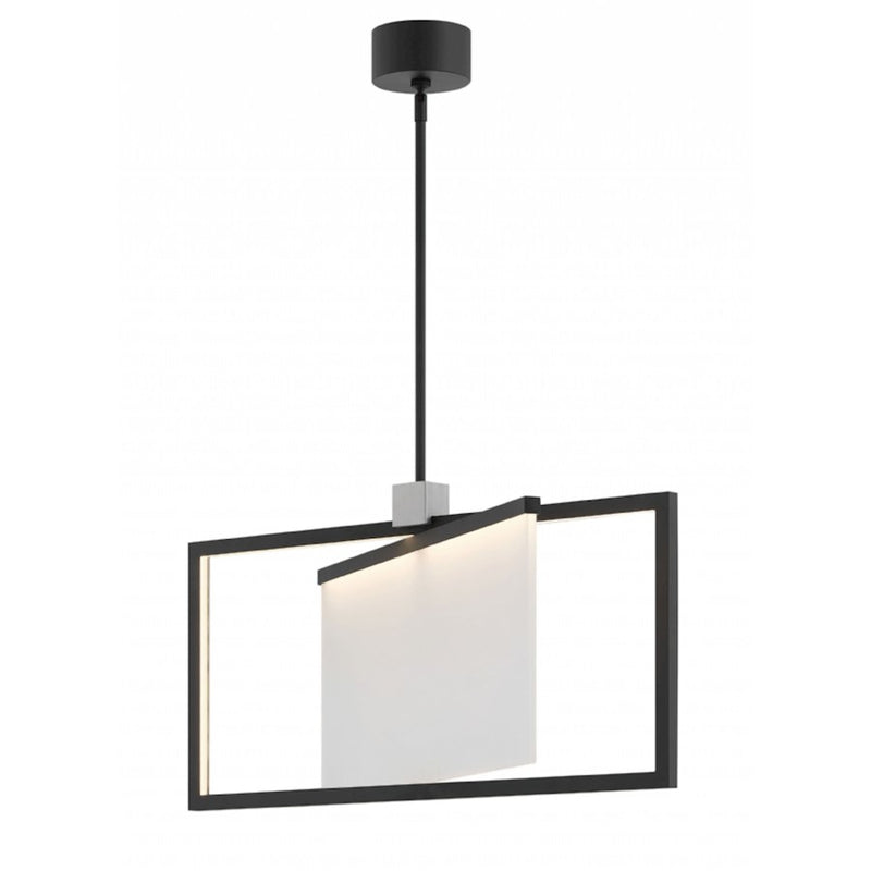 Hinkley Folio 30in 1-Light LED Chandelier | Modern Black Aluminum and Sandblasted Acrylic | Living Room & Dining Room | 28 x 30 x 16 in | Model 32504BLK
