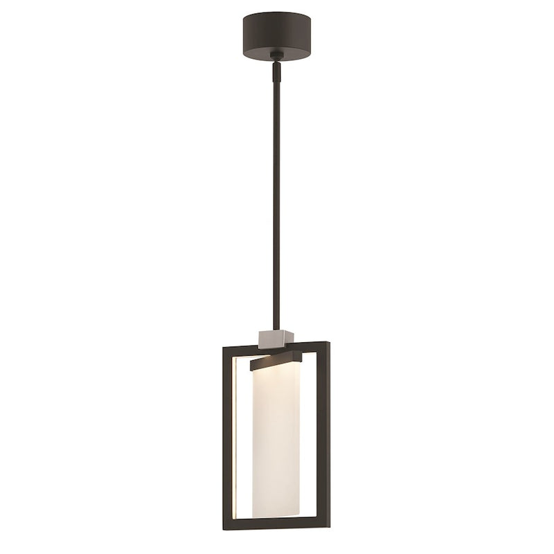 Hinkley Folio 14in 1-Light LED Pendant | Modern Black Aluminum and Sandblasted Acrylic | Kitchen Island & Dining Room | 6.25 x 8 x 14 in | Model 32507BLK