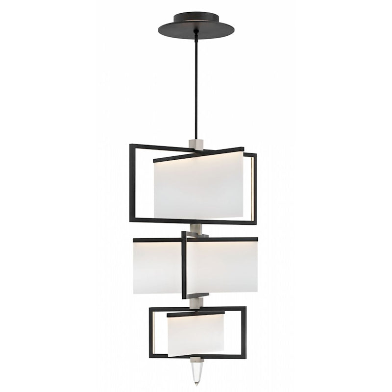 Hinkley Folio 44in LED Chandelier | Modern Black Aluminum and Sandblasted Acrylic | Living Room & Dining Room | 8850 Lumens 3000K Dimmable | Model 32508BLK
