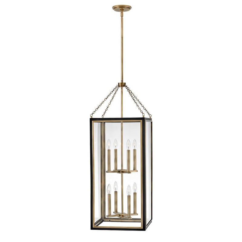 Hinkley Shaw 8-Light Multi-Tier Chandelier | Traditional Black Steel and Heritage Brass with Clear Glass | Dining Room & Foyer | 16 x 16 x | Model 32988BK