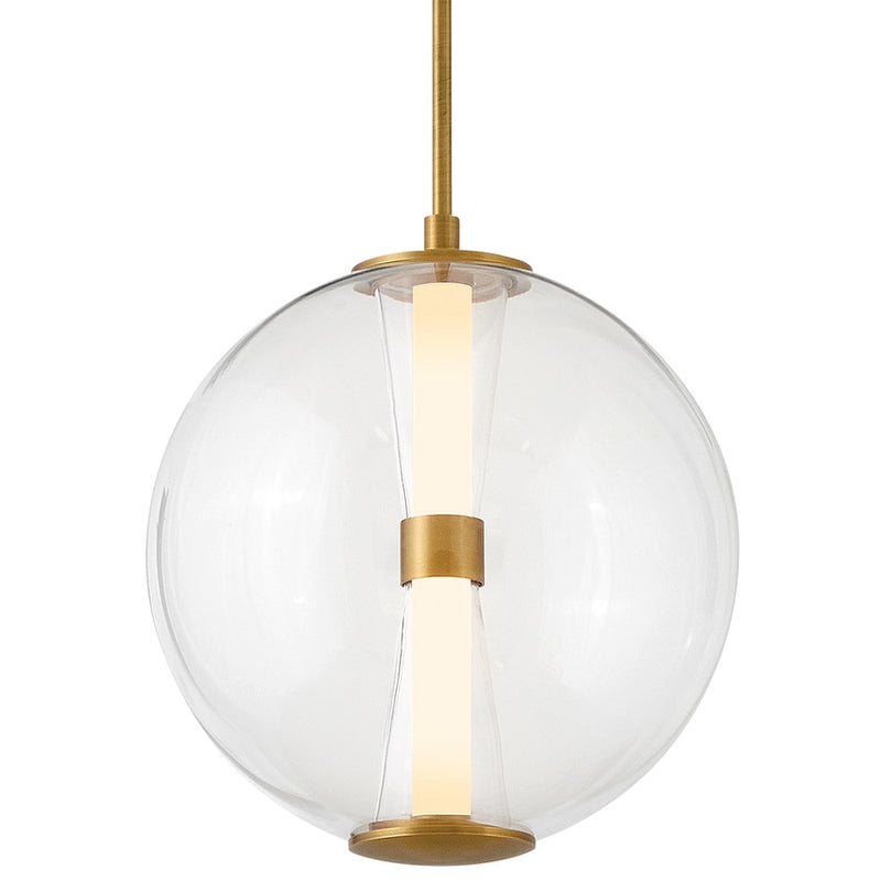 Hinkley Elin 14in 1-Light Pendant | Traditional Lacquered Brass Steel and Clear Glass | Kitchen Island & Dining Room | 14 x 14 x 15 in | Model 33107LCB