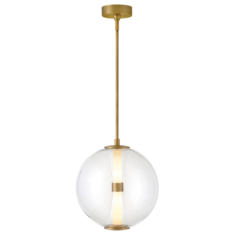 Hinkley Elin 14in 1-Light Pendant | Traditional Lacquered Brass Steel and Clear Glass | Kitchen Island & Dining Room | 14 x 14 x 15 in | Model 33107LCB
