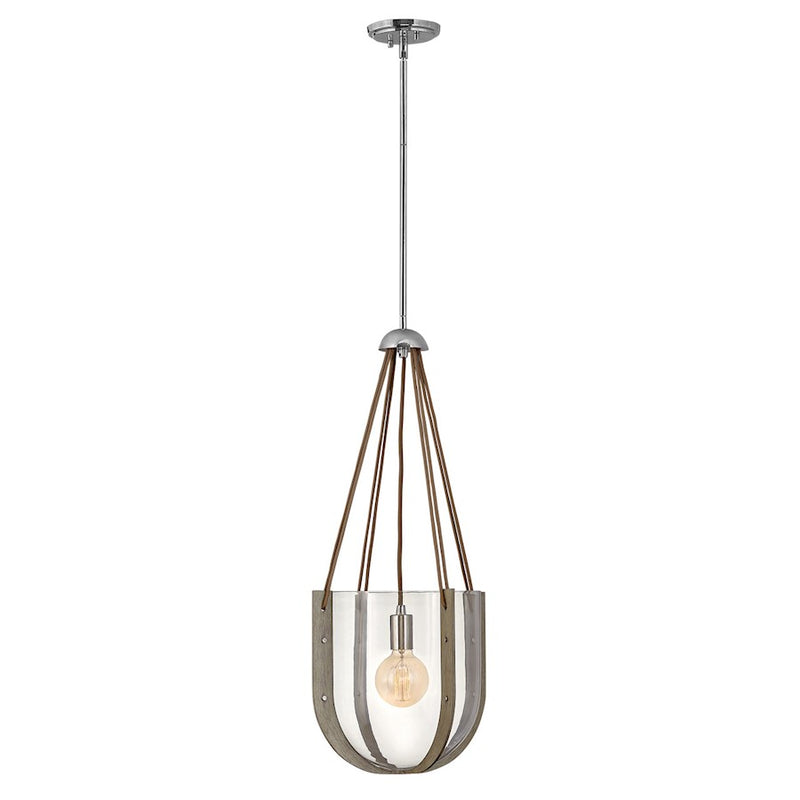 Hinkley Lighting Vaso 1-Light Pendant | Modern Craftsman Polished Nickel Steel and Clear Glass | Kitchen Island & Dining Room | 14 x 14 x | Model 33204PNI
