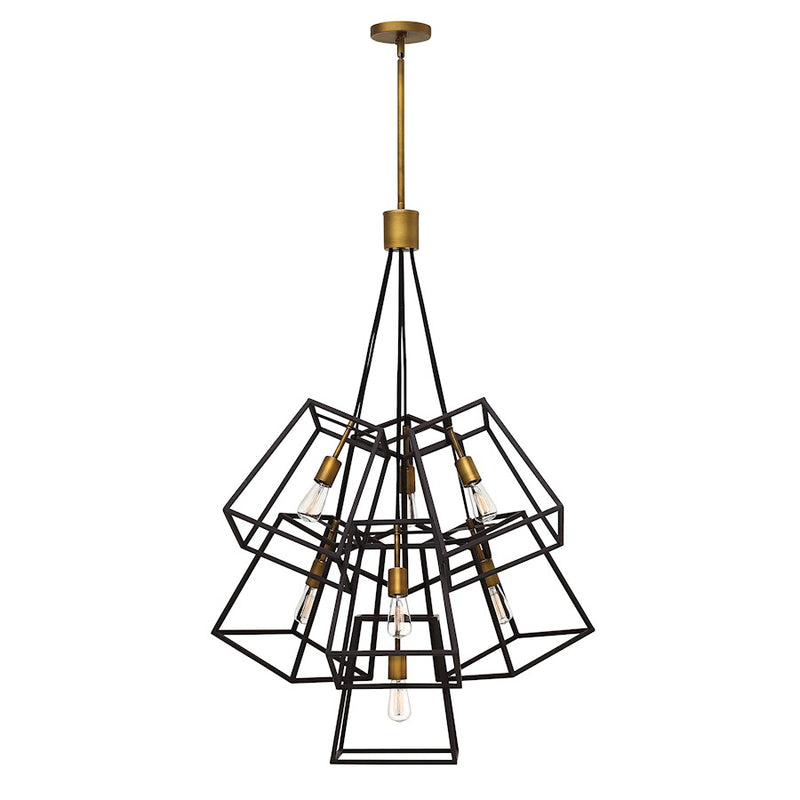 Hinkley Fulton 27.75in 7-Light Foyer Chandelier | Industrial Aged Zinc Steel | Entryway & Stairwell | 27.75 x 27.75 x 46.25 in | Model 3357DZ