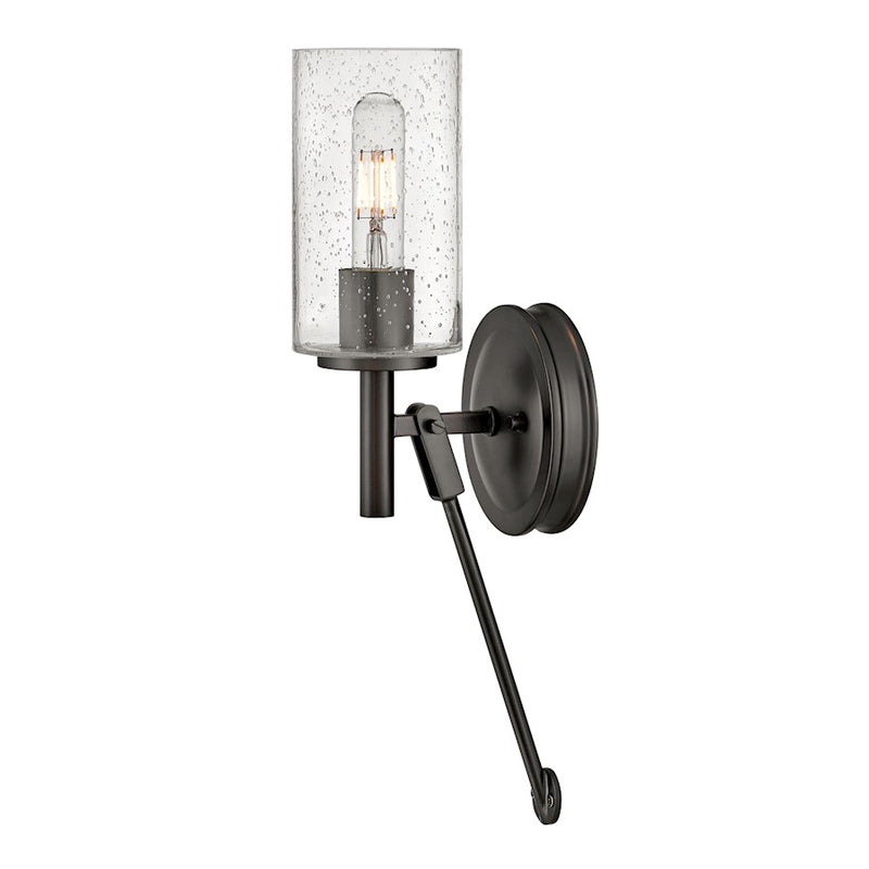 Hinkley Collier 1-Light Wall Sconce | Mid-Century Modern Black Oxide Steel and Clear Seedy Glass | Hallway & Bedroom Accent Light | 5.75 x | Model 3380BX
