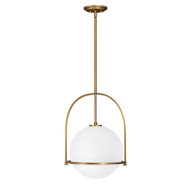Hinkley Somerset 16in 1-Light Pendant | Transitional Heritage Brass Steel and Etched Opal Glass | Kitchen Island & Dining Room | 16 x 16 x | Model 3405HB