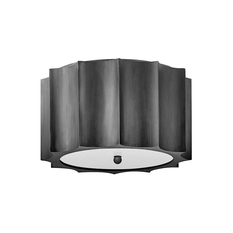 Hinkley Gia 14in 2-Light Flush Mount | Modern Glam Champagne Gold Steel and Etched Lens | Bedroom & Hallway Ceiling Light | 14 x 14 x 8 in | Model 34094CPG