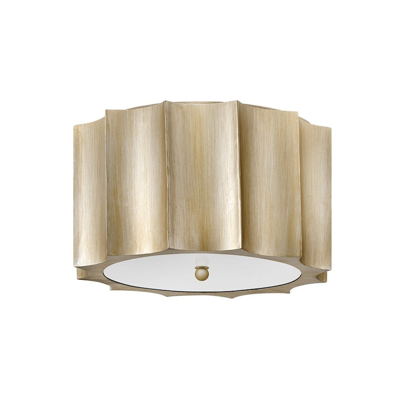 Hinkley Gia 14in 2-Light Flush Mount | Modern Glam Champagne Gold Steel and Etched Lens | Bedroom & Hallway Ceiling Light | 14 x 14 x 8 in | Model 34094CPG