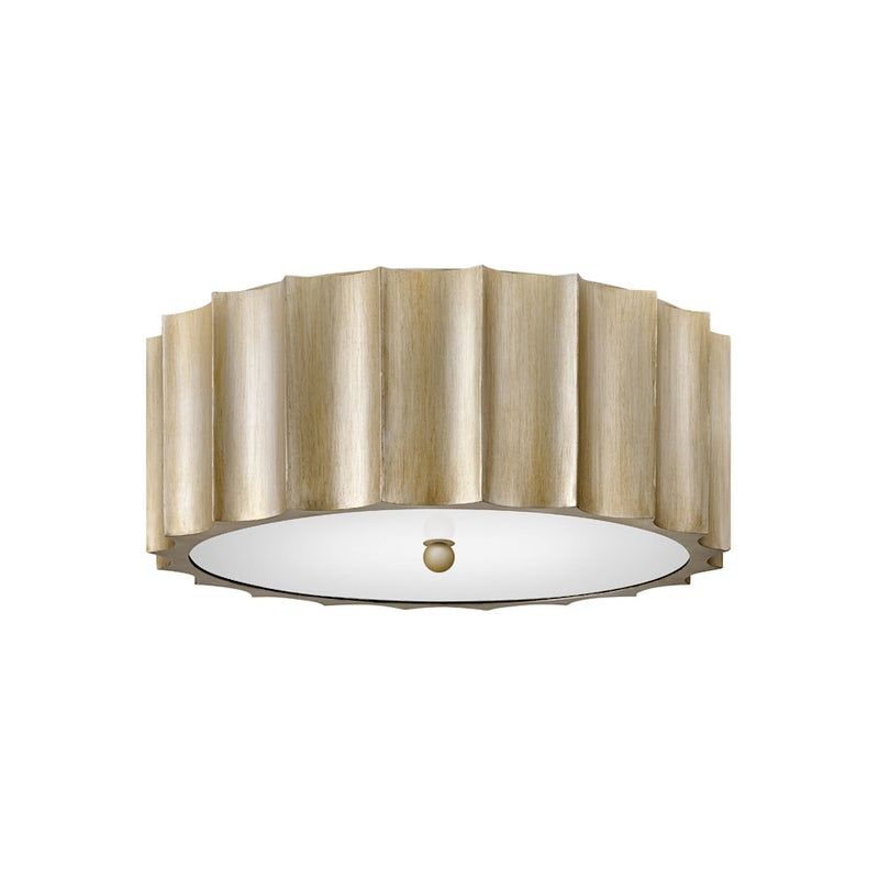 Hinkley Gia 24in 4-Light Flush Mount | Modern Glam Champagne Gold Steel and Etched Glass | Living Room & Bedroom | 24 x 24 x 9 in | Model 34098CPG