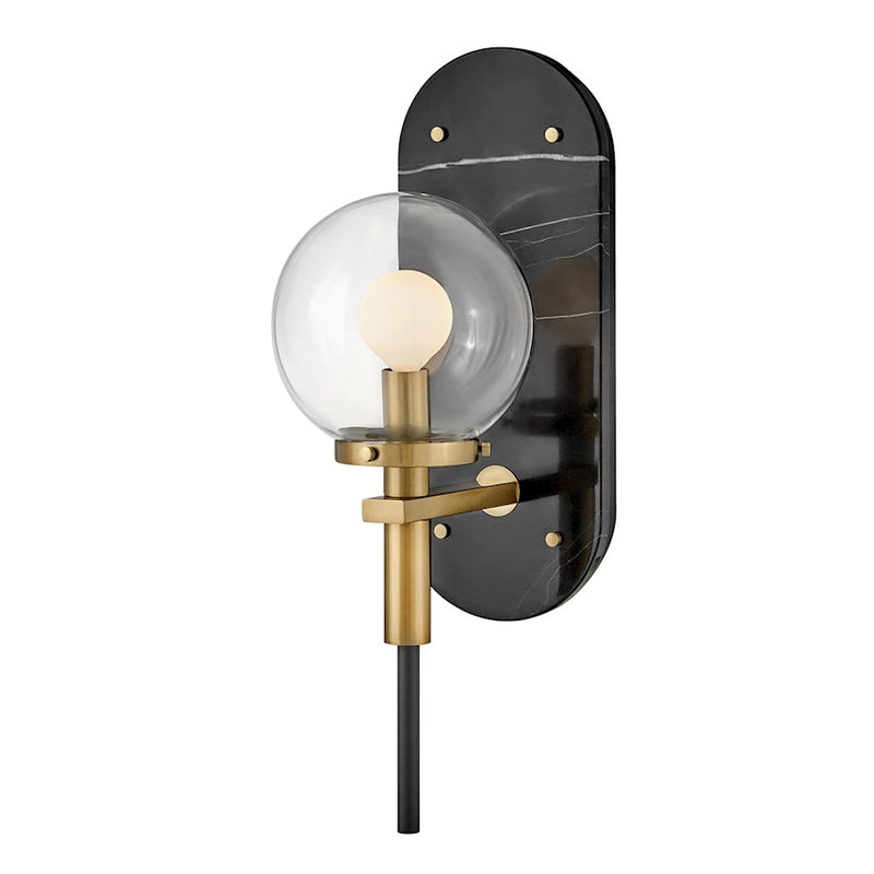 Hinkley Gilda 1-Light Wall Sconce | Transitional Glam Black Steel and Clear Glass | Bedroom & Living Room Accent | 8 x 6 x 16 in | Model 34590BK