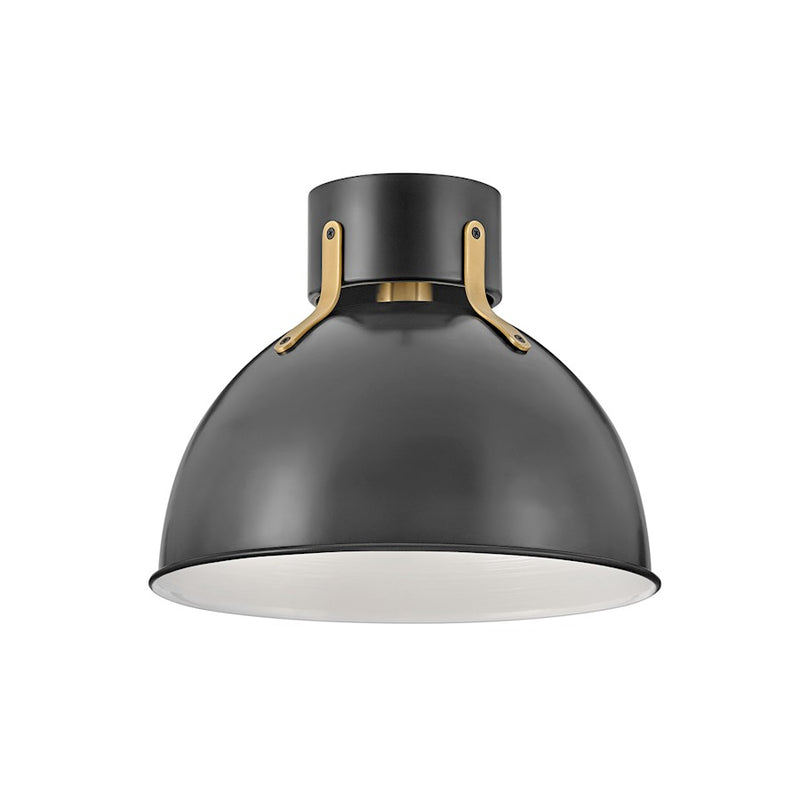 Hinkley Argo 13in 1-Light Flush Mount | Industrial Heritage Brass Steel | Hallway & Entryway Ceiling Light | 13 x 13 x 10 in | Model 3481HB
