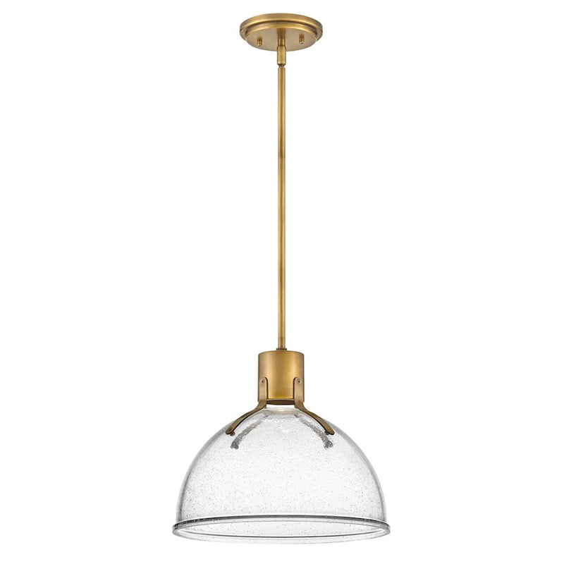 Hinkley Argo 14in 1-Light Pendant | Industrial Heritage Brass Steel and Cased Opal Glass | Kitchen Island & Dining Room | 14 x 14 x 12 in | Model 3487HB-CO