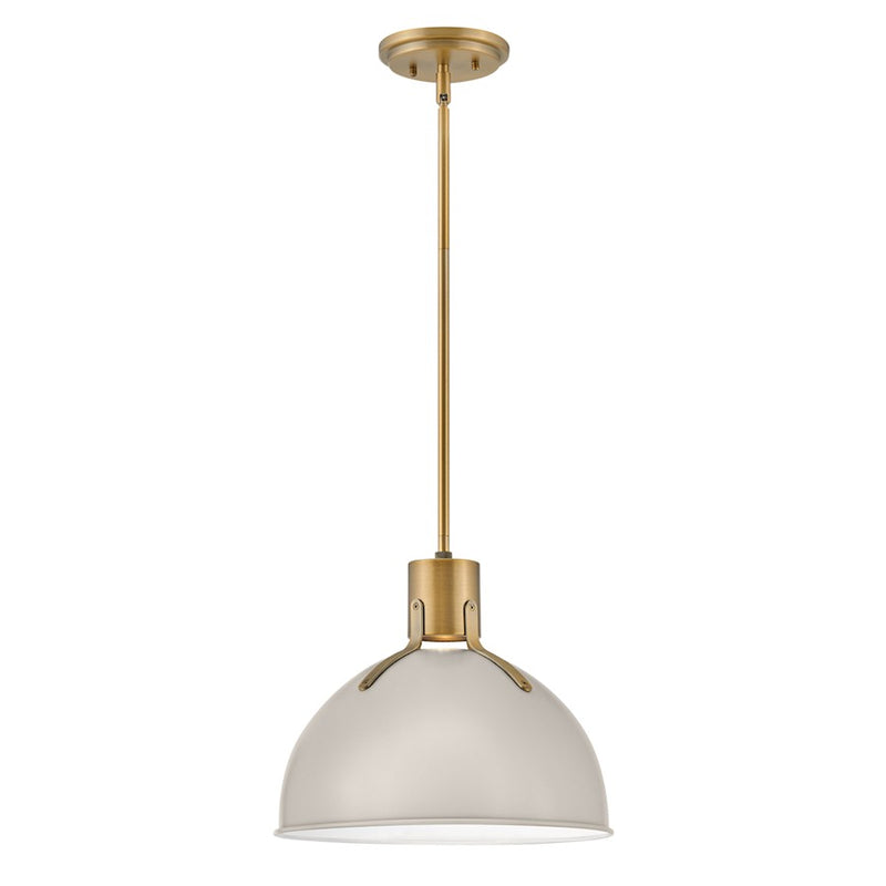Hinkley Argo 14in 1-Light Small Pendant | Industrial Pale Blue Steel and Lacquered Brass | Kitchen Island & Dining Room | 14 x 14 x 12 in | Model 3487PBL