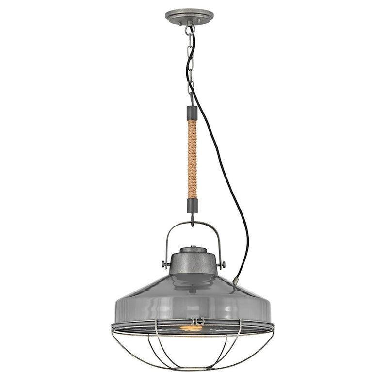 Hinkley Brooklyn 18in 1-Light Pendant | Rustic Industrial Rustic Pewter Steel and French Gray Metal | Kitchen Island & Dining Room | 18 x | Model 34904RP