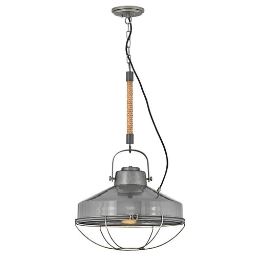 Hinkley Brooklyn 18in 1-Light Pendant | Rustic Industrial Rustic Pewter Steel and French Gray Metal | Kitchen Island & Dining Room | 18 x | Model 34904RP