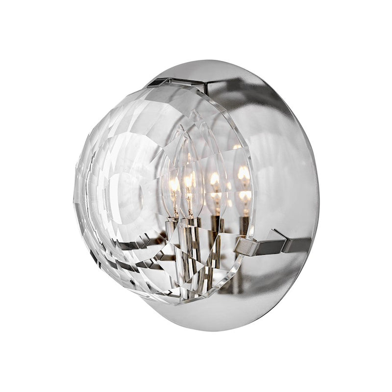 Hinkley Arti 8.75in 1-Light Wall Sconce | Traditional Glam Polished Nickel Steel and Optic Crystal | Living Room & Hallway Accent | 8.75 x | Model 35690PN