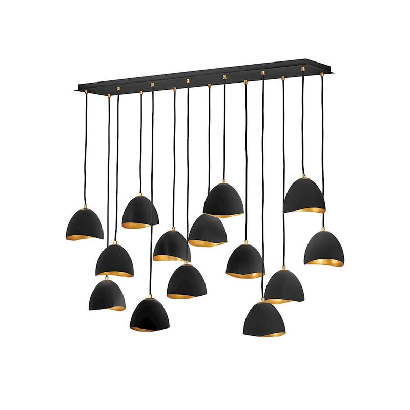 Hinkley Nula 48in 14-Light Chandelier | Modern Glam Shell Black Steel and Gold Leaf Interior | Living Room & Dining Room | 13 x 48 x 46 in | Model 35909SHB