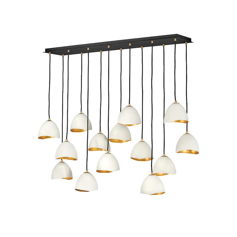 Hinkley Nula 48in 14-Light Chandelier | Modern Glam Shell Black Steel and Gold Leaf Interior | Living Room & Dining Room | 13 x 48 x 46 in | Model 35909SHB