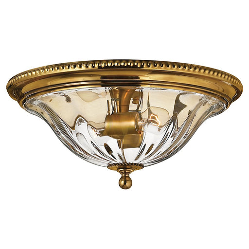 Hinkley Cambridge 16in 2-Light Flush Mount | Classic Burnished Brass and Clear Optic Glass | Foyer & Hallway | 16.25 x 7.5 in | Model 3616BB