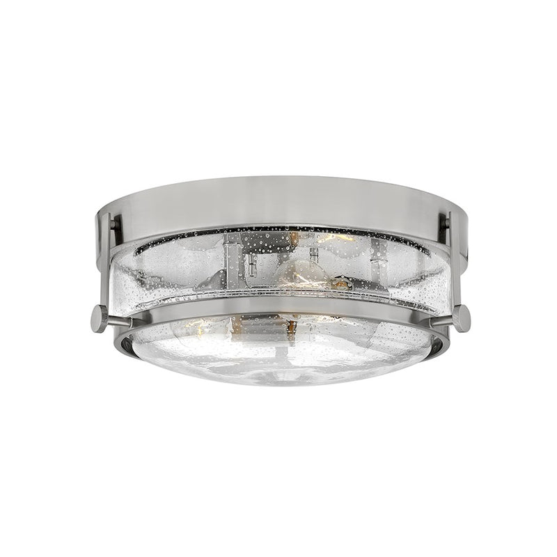 Hinkley Harper 3-Light Flush Mount | Transitional Brushed Nickel Steel and Clear Seedy Glass | Bedroom & Hallway Ceiling Light | 16 x 16 | Model 3640BN-CS