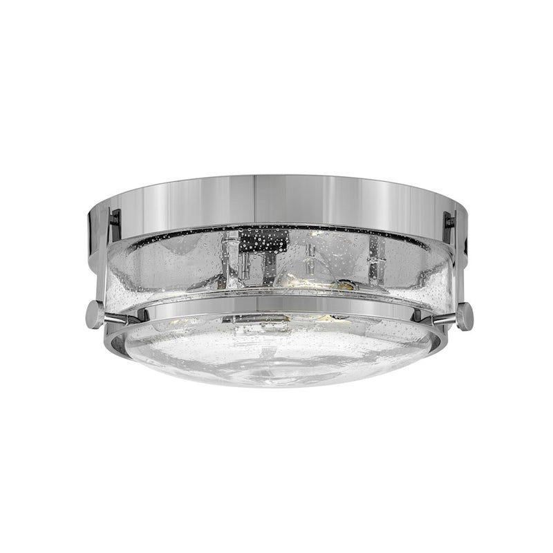 Hinkley Harper 3-Light Flush Mount | Transitional Brushed Nickel Steel and Clear Seedy Glass | Bedroom & Hallway Ceiling Light | 16 x 16 | Model 3640BN-CS